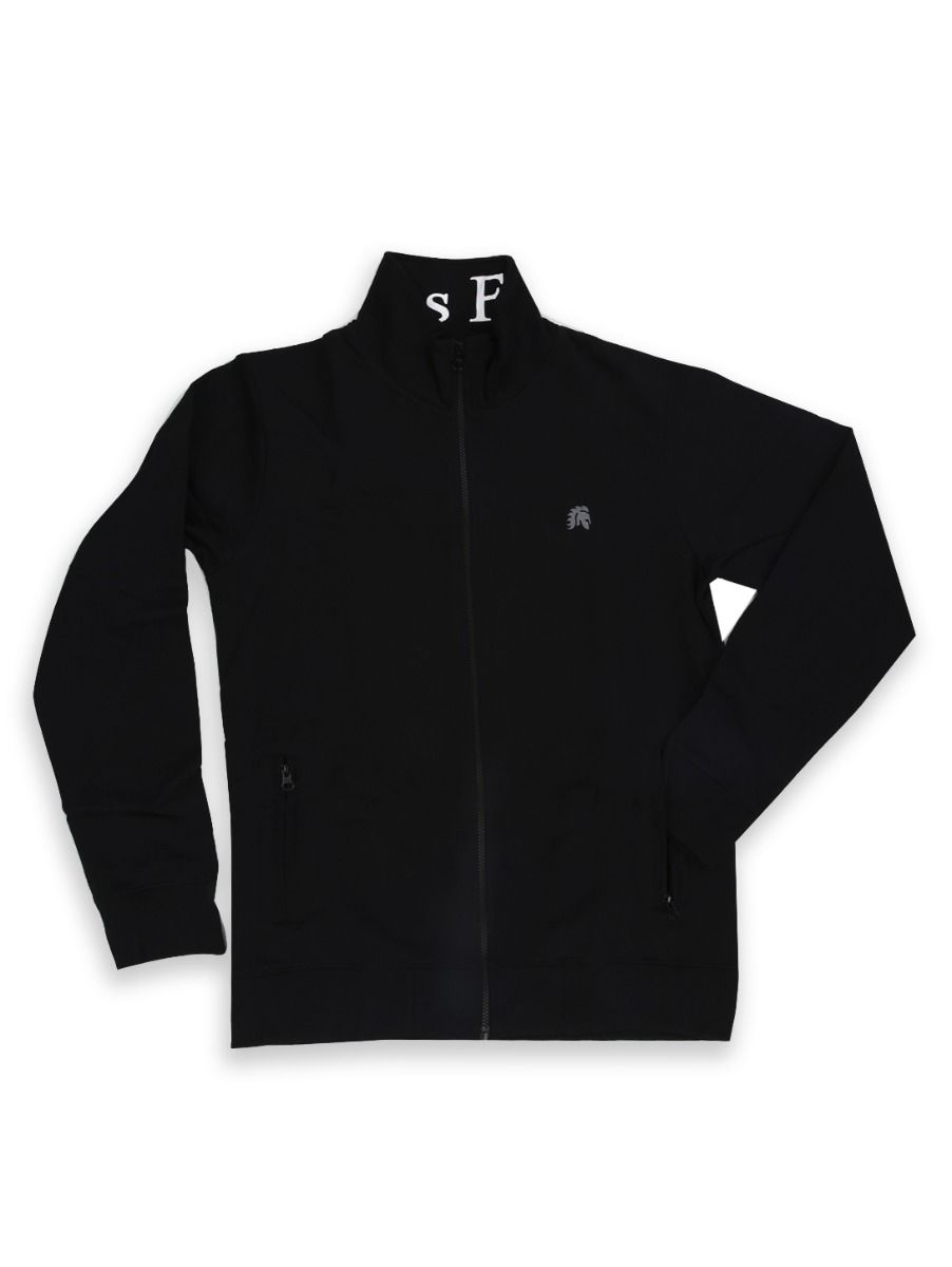black and white fleece jacket