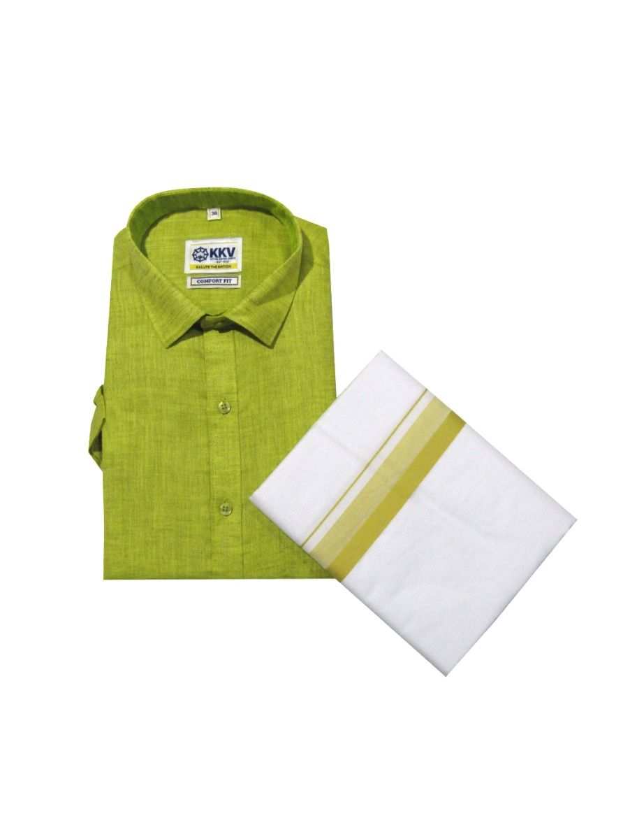 KKV Cotton Shirt \u0026 Fancy Border Dhoti 