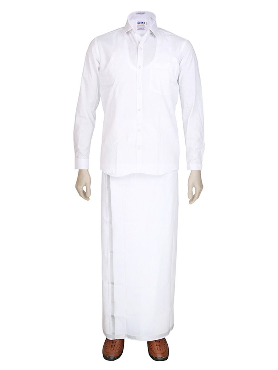 KKV Cotton Shirt \u0026 Fancy Border Dhoti 