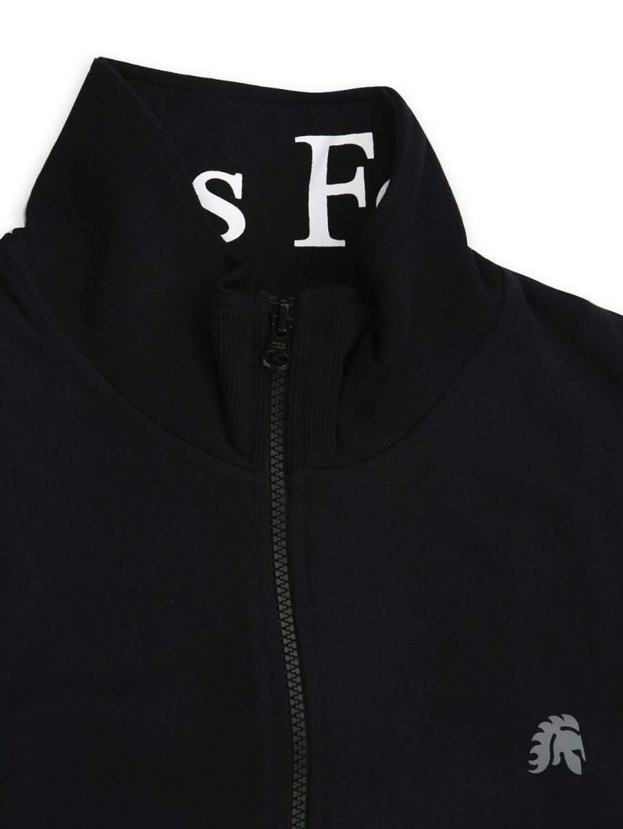 black and white fleece jacket