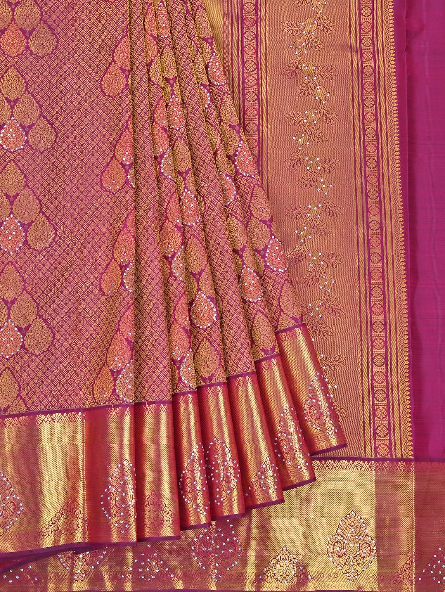 stone work wedding sarees