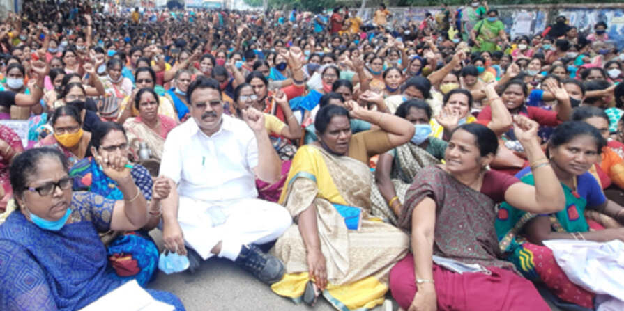 anganwadi Protest