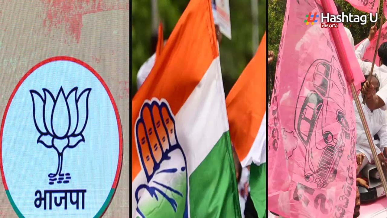 Bjp Trs Cong Flags