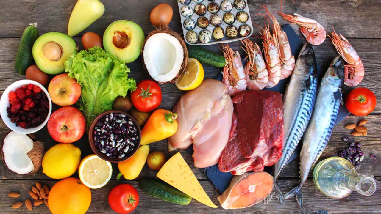 Healthy Food On Old Wooden Background