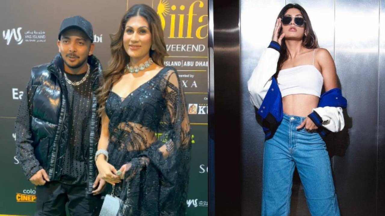 Cricketer Prithvi Shaw with his girlfriend Nidhi Tapadia attended to IIFA Awards at Dubai