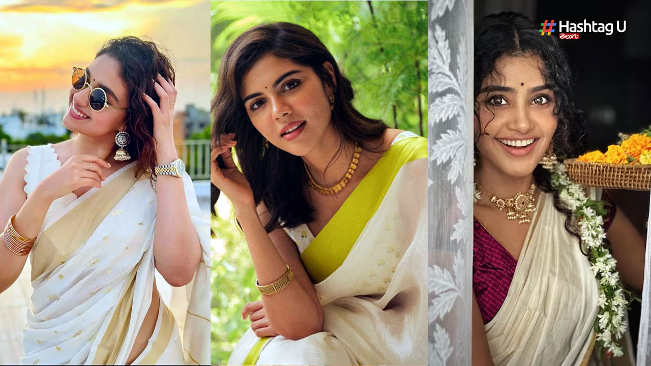 onam festival special Heroines in Saree