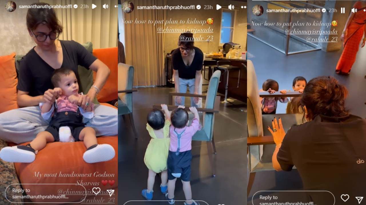 Samantha playing with Chinmayi Rahul Twin Childrens