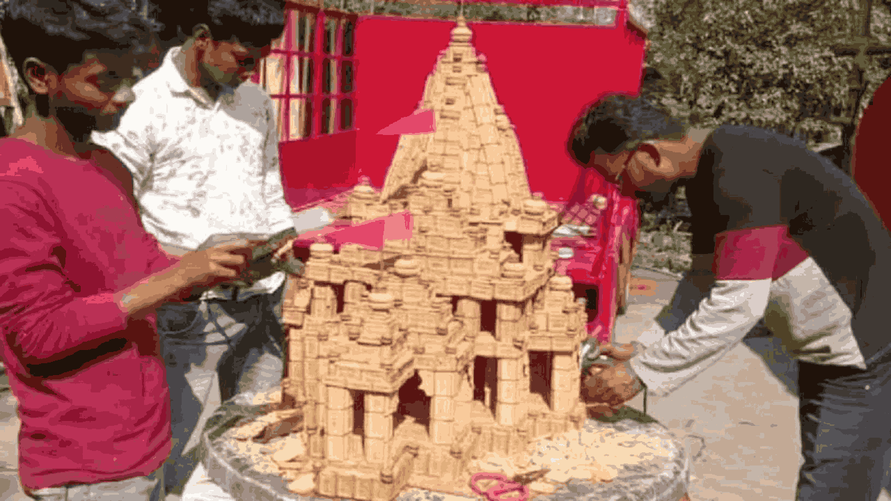 Ram Mandir With 20 Kg Biscuits