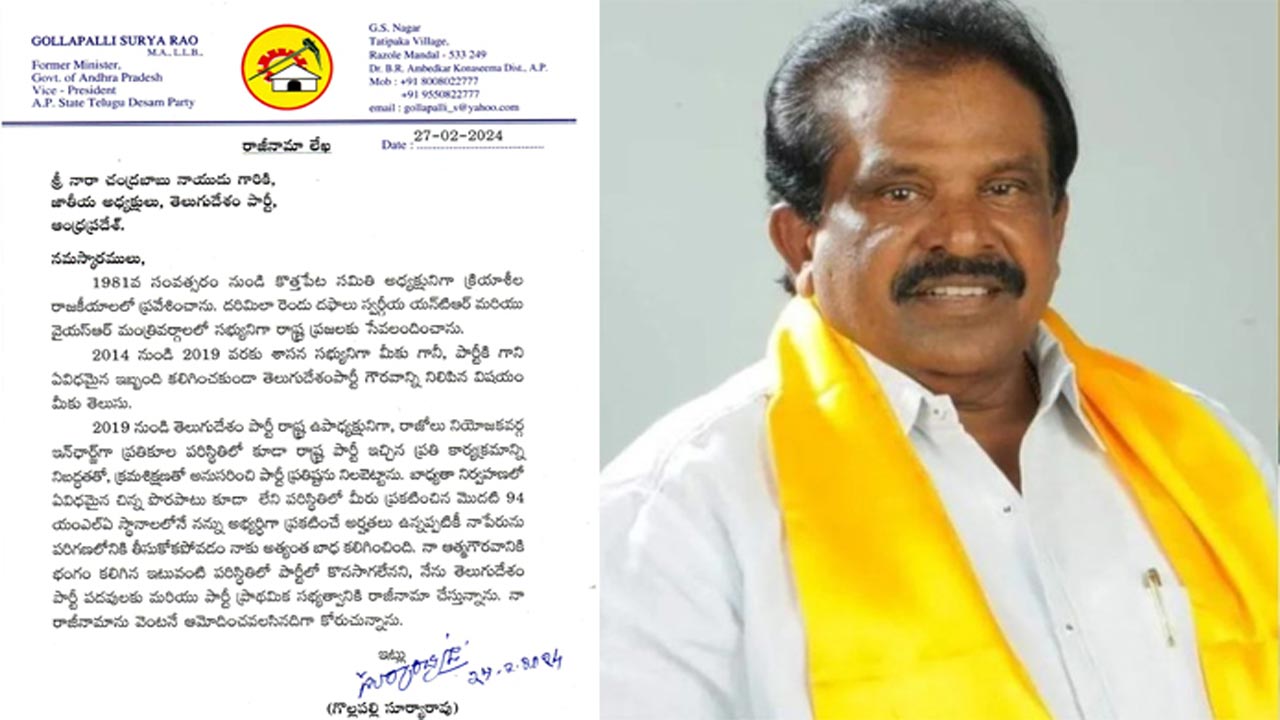 Gollapalli Surya Rao Resign