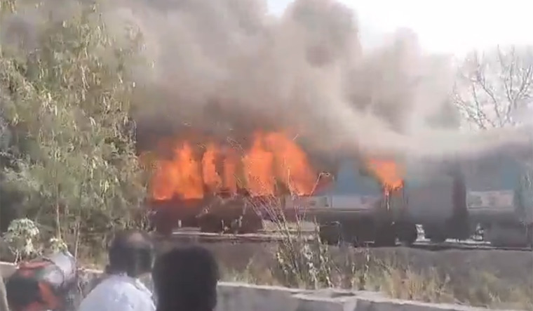 Train Catches Fire Delhi