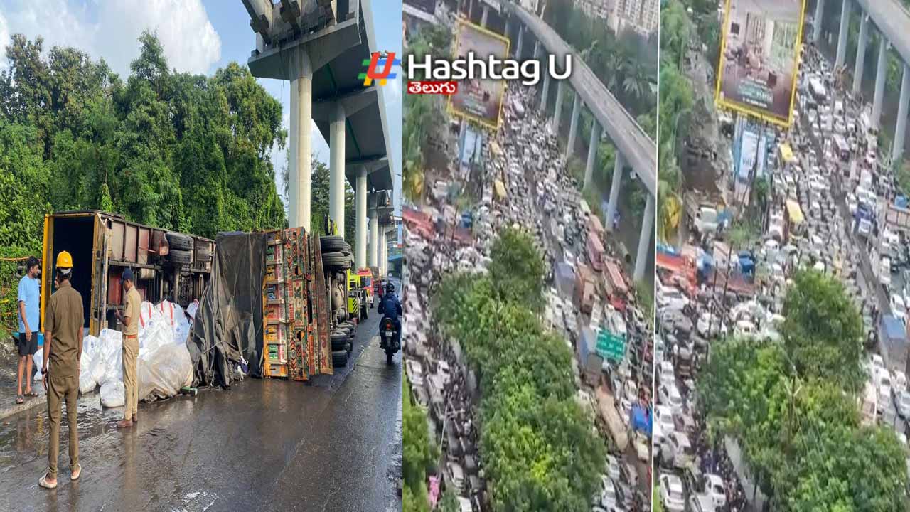 Truck fell from the bridge..Traffic jam for 5 hours