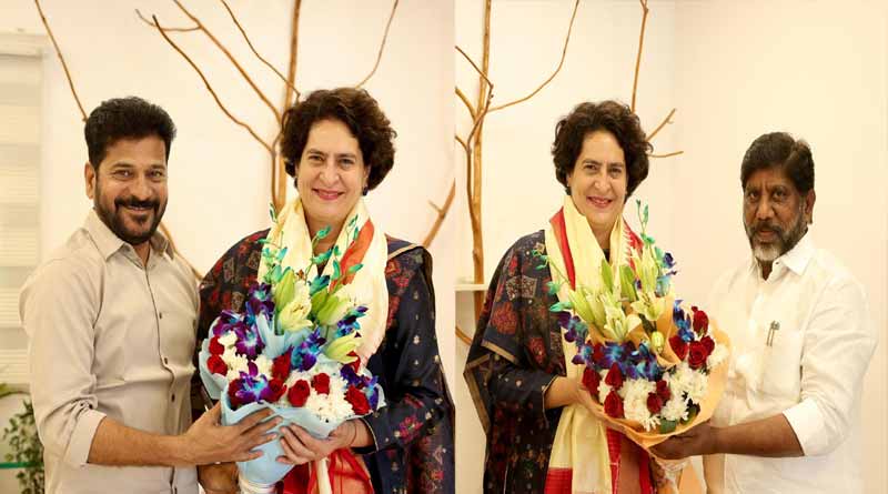 CM Revanth Reddy and Deputy CM Bhatti Vikramarka meet Priyanka Gandhi