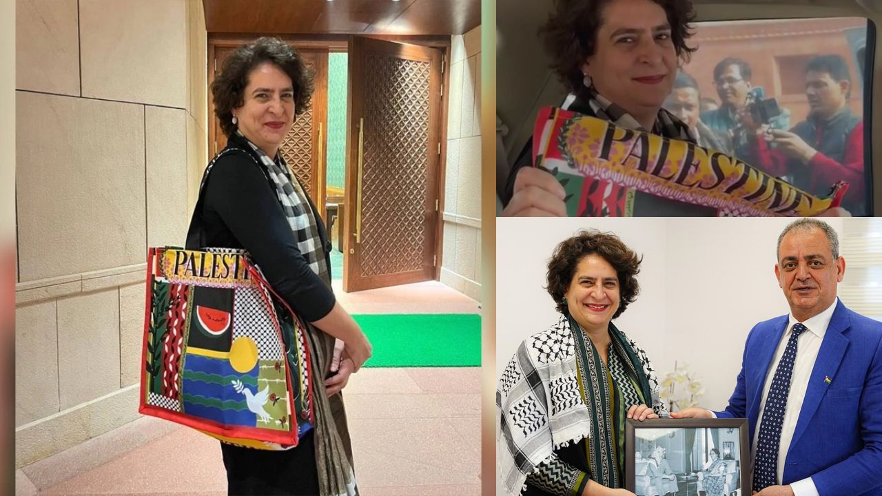 Priyanka Gandhi Palestine On Handbag Parliament Lok Sabha