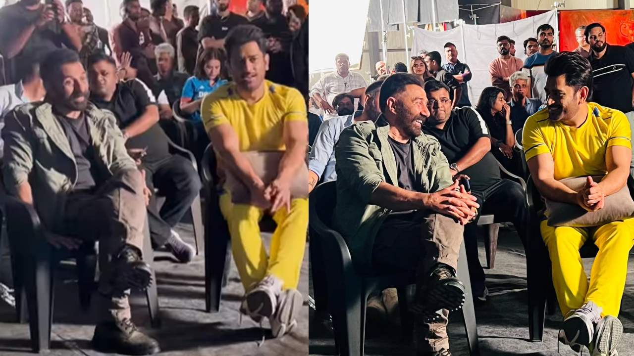 MS Dhoni Watch IND Vs PAK Match with Sunny Deol at Jaat Movie Shooting