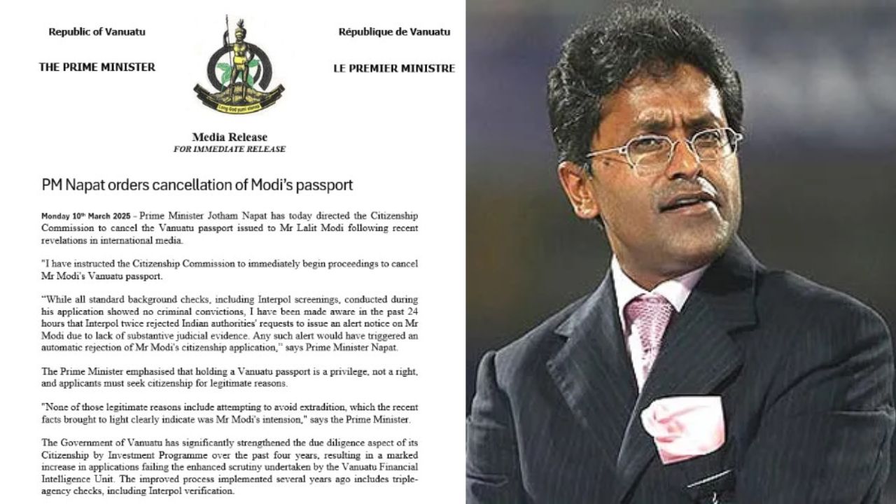 Shock To Lalit Modi Vanuatu Prime Minister Cancelled Vanuatu Passport Of Lalit Modi