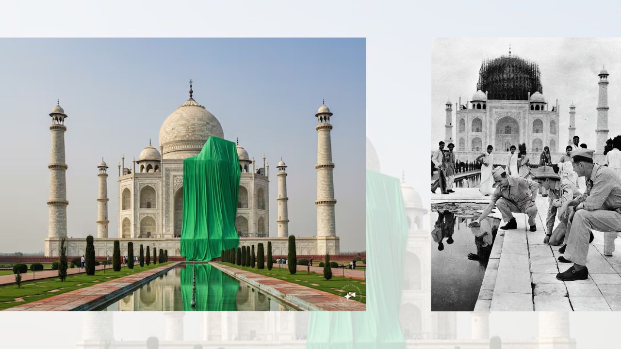 Taj Mahal Camouflage Giant Green Sheets India Pakistan War 1971 War