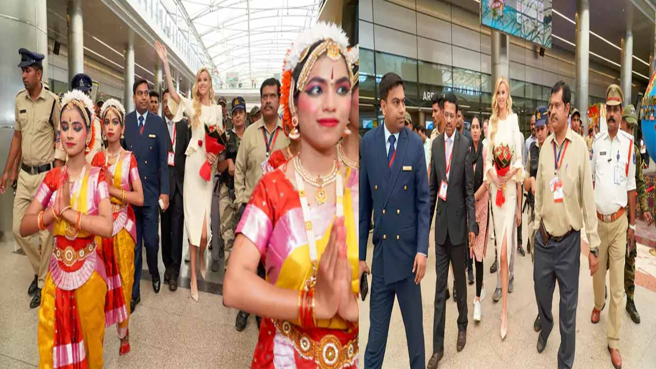 Miss World Christina arrives in Hyderabad.. a grand welcome from officials