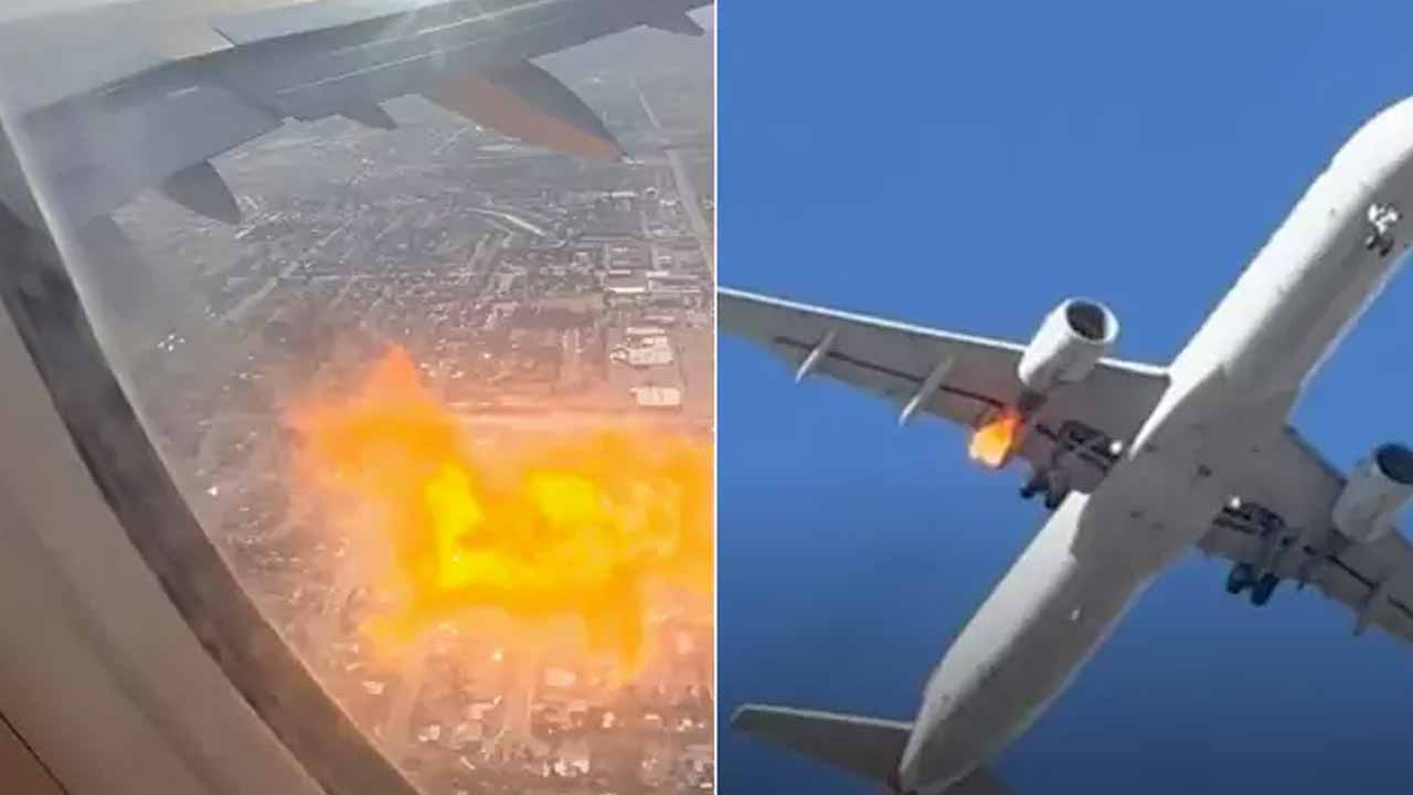 Plane catches fire in engine while in airspace, passengers panic