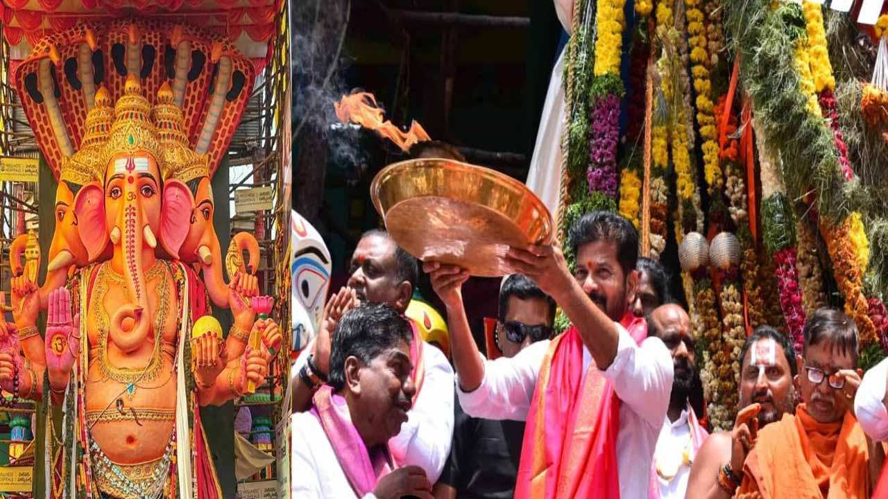 CM Revanth Reddy offers special prayers to Khairatabad Bada Ganesh