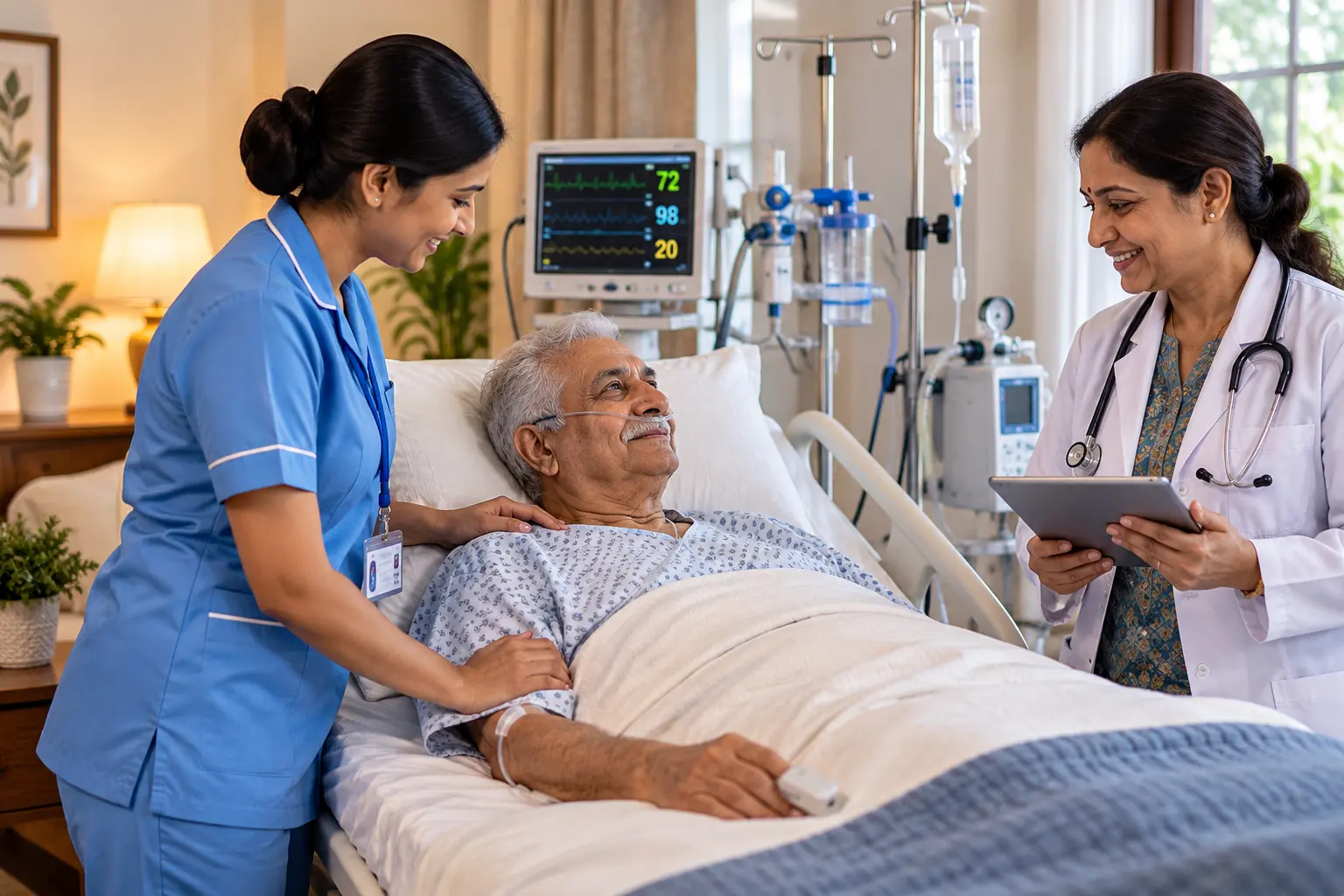 TGHC licensed nurse administering specialised care for a home-based ICU patient