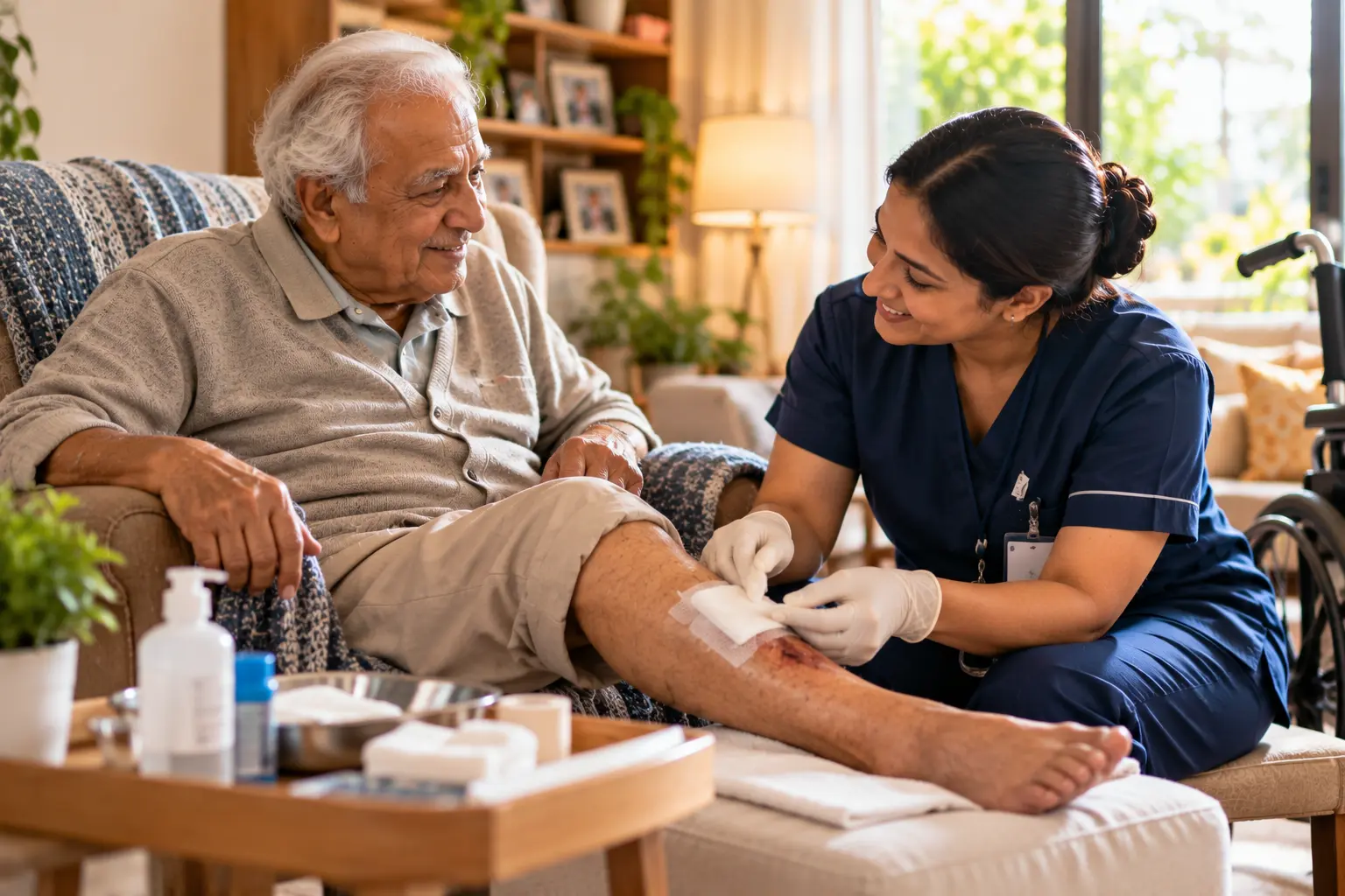 TGHC trained nurse providing ICU-level professional bedside care to a patient at home