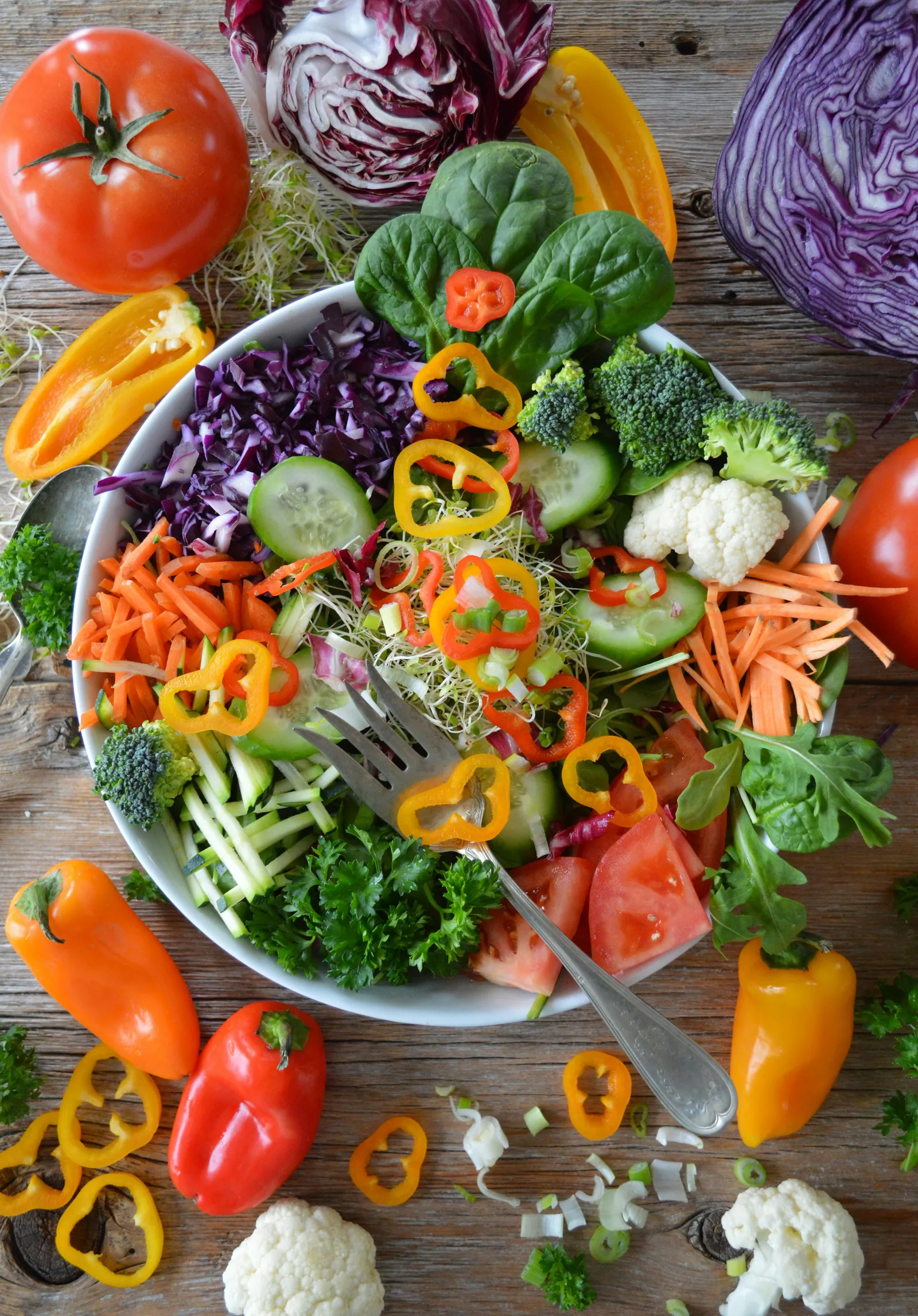 Colorful vegetable salad served in a bowl
