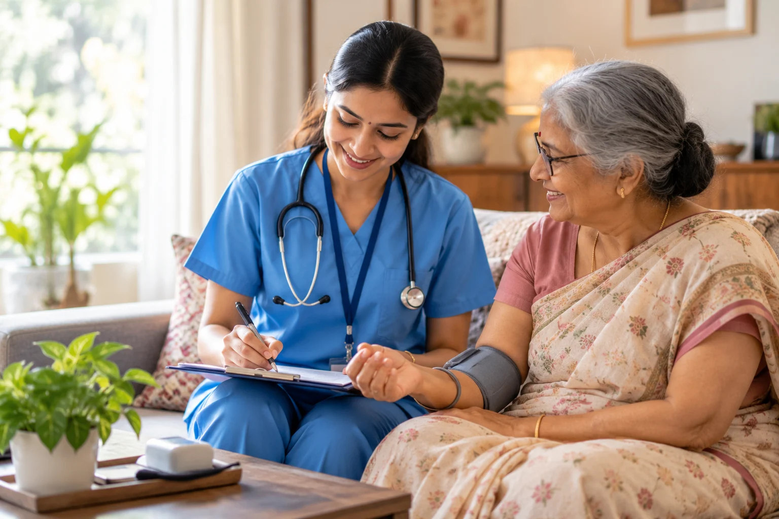 TGHC nurse performing a home visit to monitor and support a patient