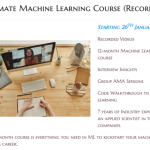 Ultimate Machine Learning Course (Recorded + Support + Live Review)