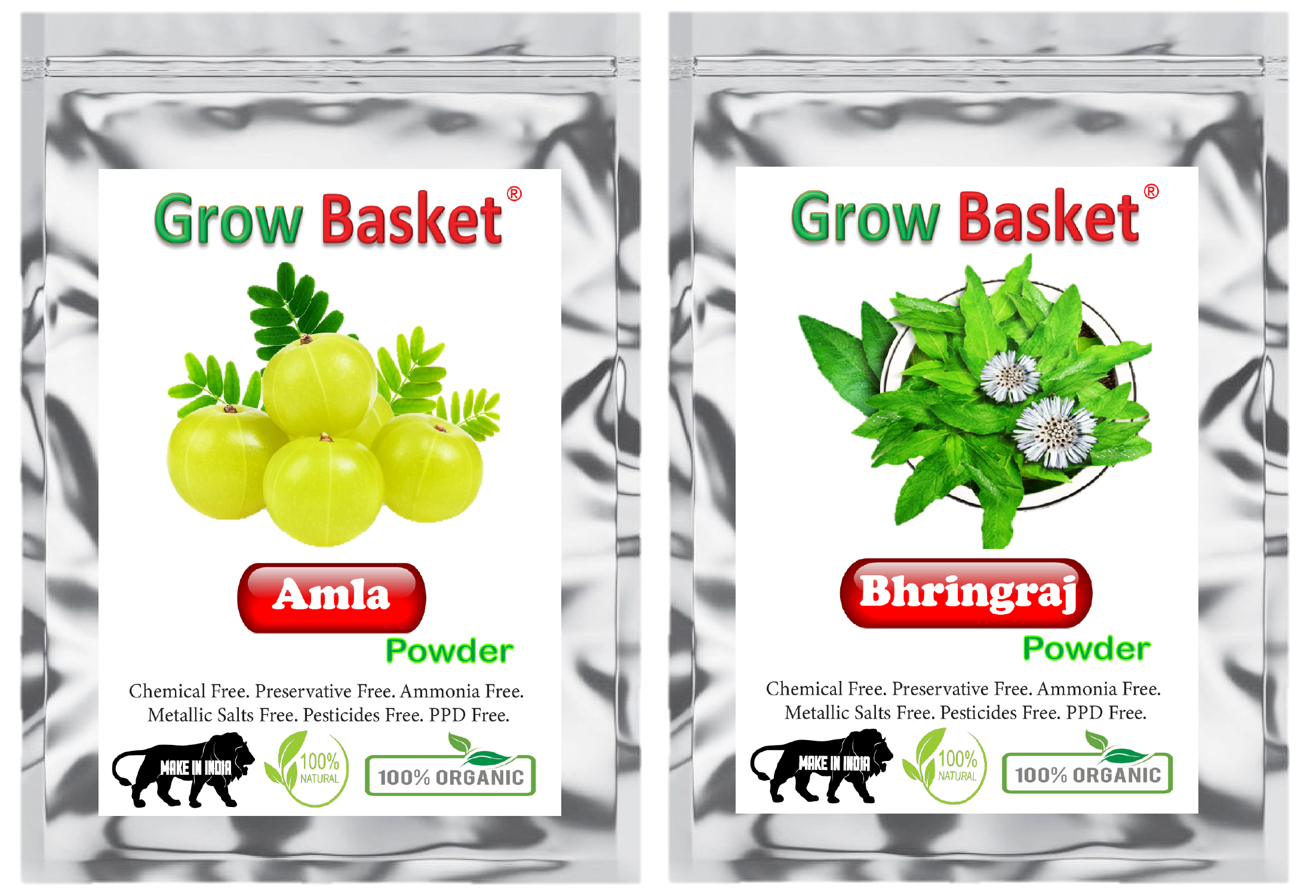 Amla/Bhringraj/Curry Leaf/Hibiscus/Indigo/Henna/Shikakai/Soap Nut Powder (Pack of 8, 50g each, Total 400g Pack)
