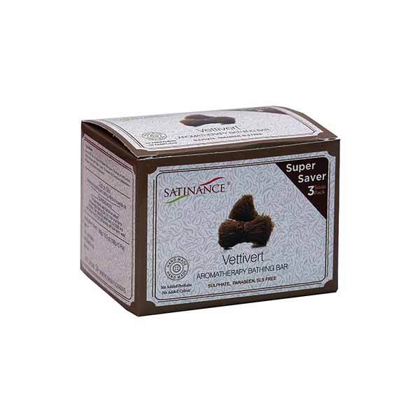 Satinance Vettivert Aromatherapy Bathing Bar, Super Saver (Pack 3 x 100 gm) – 300gm