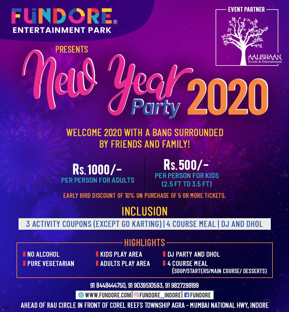 New Year Party With Family At Fundore Tickets By Fundore Entertainment Park Tuesday December 31 2019 Indore Event