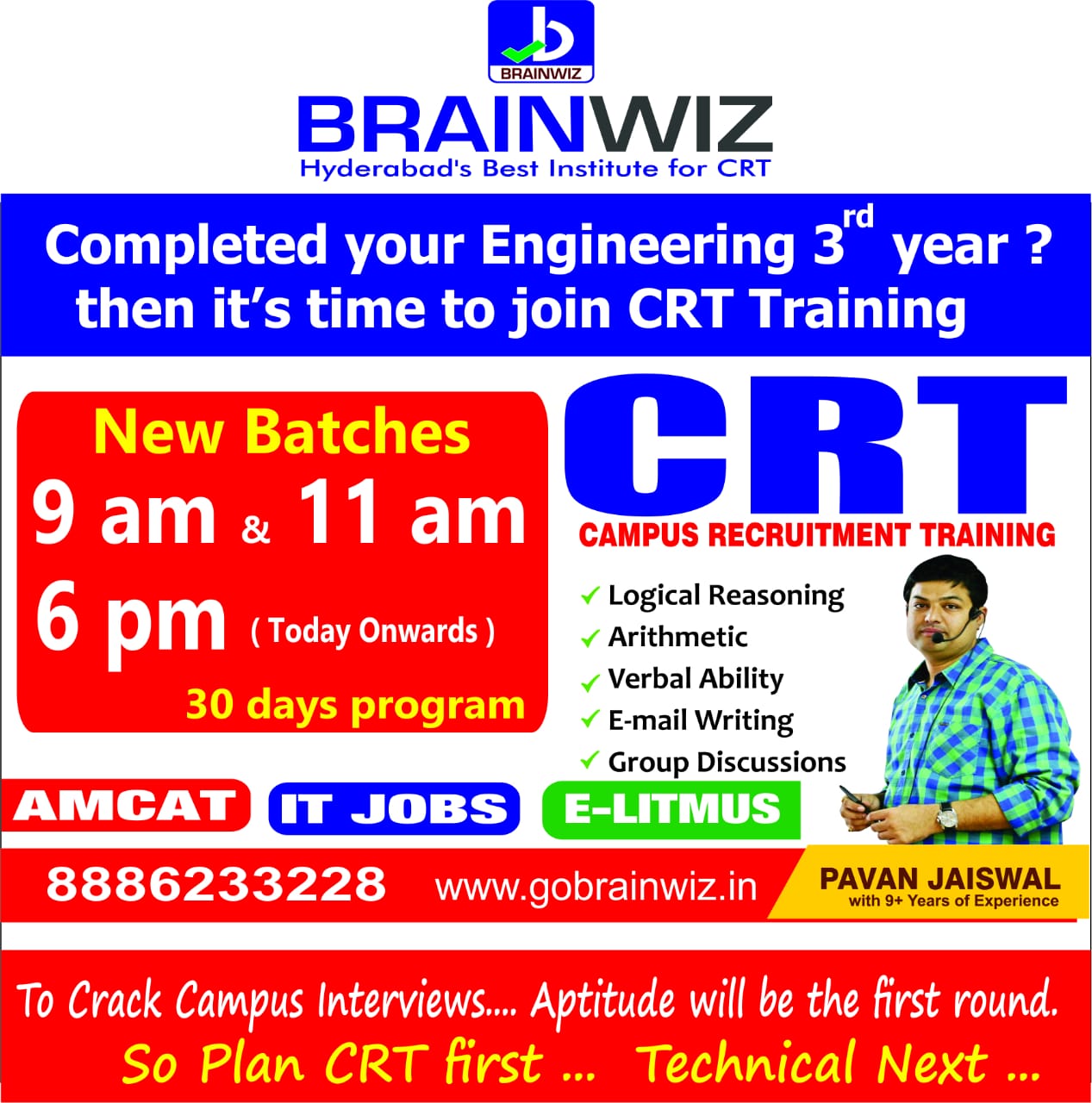 Get Exclusive Training on CRT by Pavan Jaiswal at BRAINWIZ. Attend 