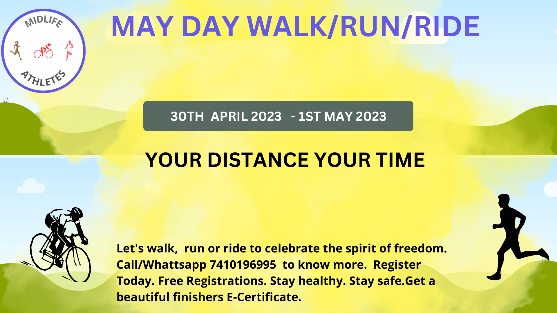 MAY DAY WALK/RUN/RIDE Tickets by MIDLIFE ATHLETE, Sunday, April 30