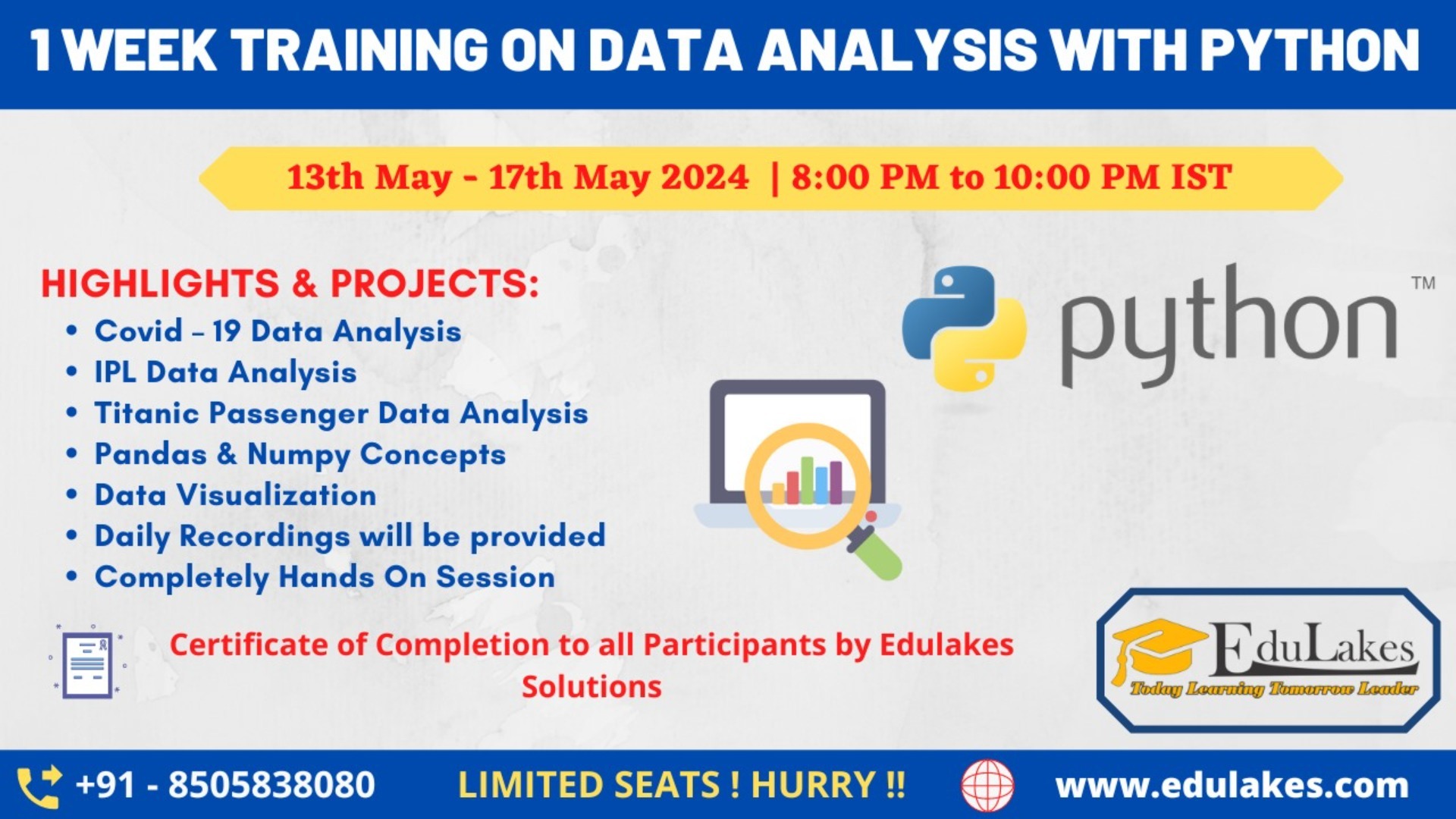 Live Online Training FDP/Internship on Data Analysis With Python ...