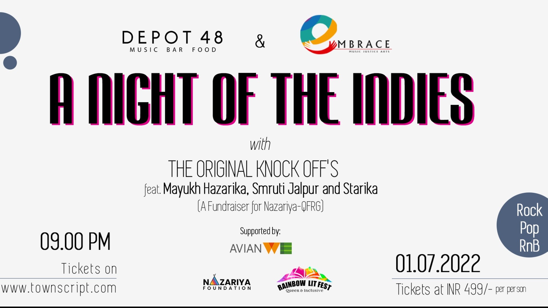 A NIGHT OF THE INDIES Tickets by Depot48, Friday, July 01, 2022, New