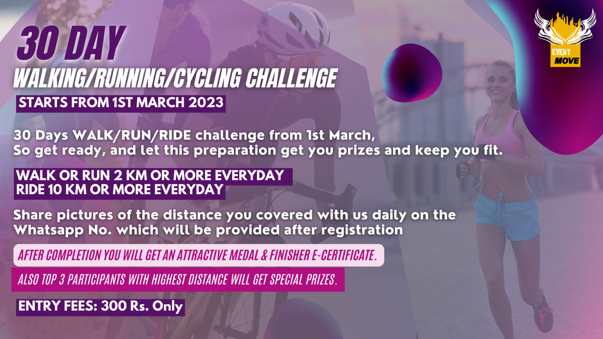 30 DAYS WALK RUN RIDE CHALLENGE Tickets By Every Move Wednesday