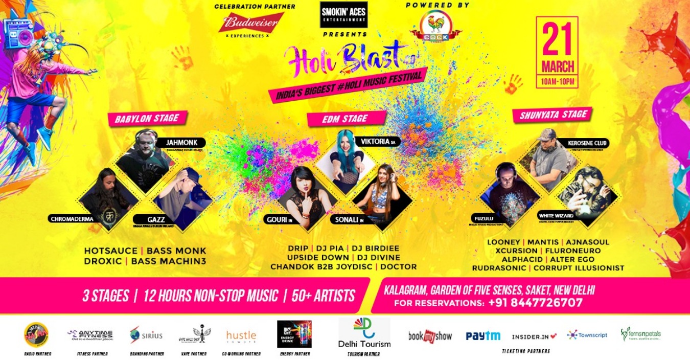 Holi Blast 4.0 Tickets by Smokin' Aces Entertainment, Thursday, March