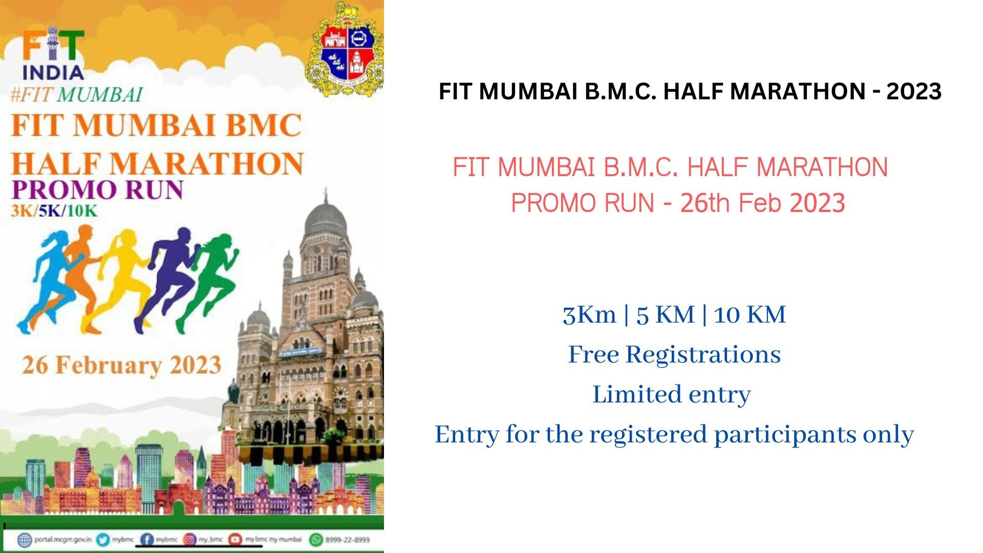 FitMumbai BMC Half Marathon Promo Run Tickets by Team BMC HM, Sunday