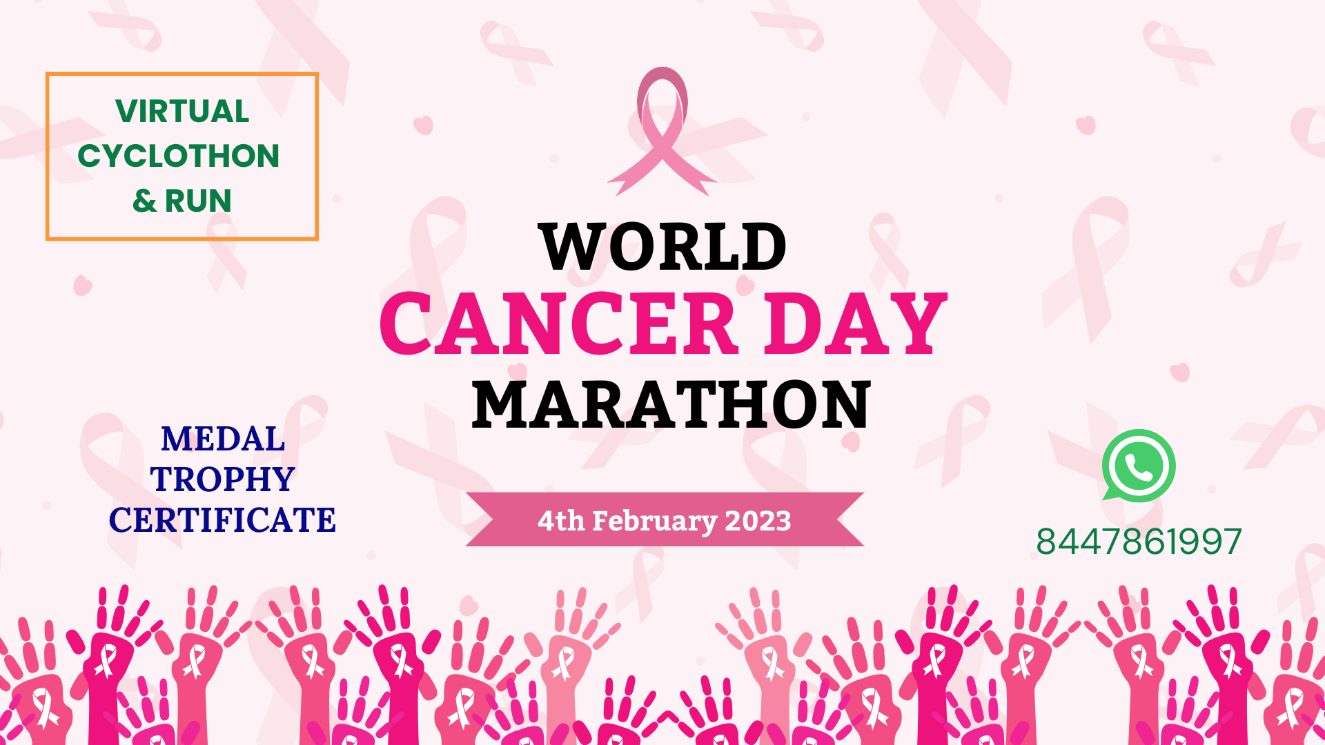 World Cancer Day Virtual Marathon 2024 Tickets by RJ14 Sports, Sunday