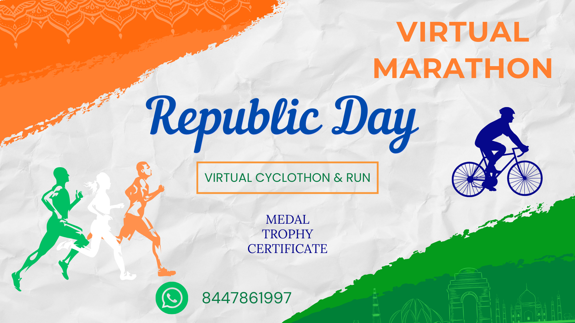 Republic Day Virtual Marathon/Cyclothon Hyderabad Tickets by RJ14