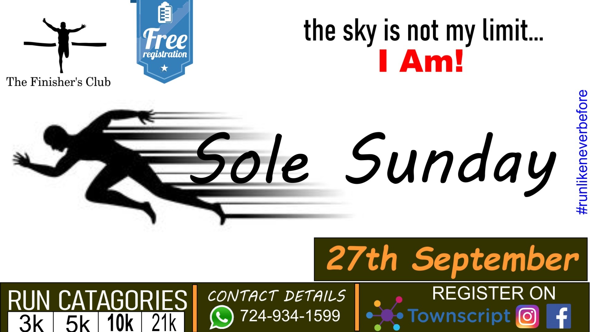 Sole Sunday Tickets by The Finishers, Sunday, September 27, 2020