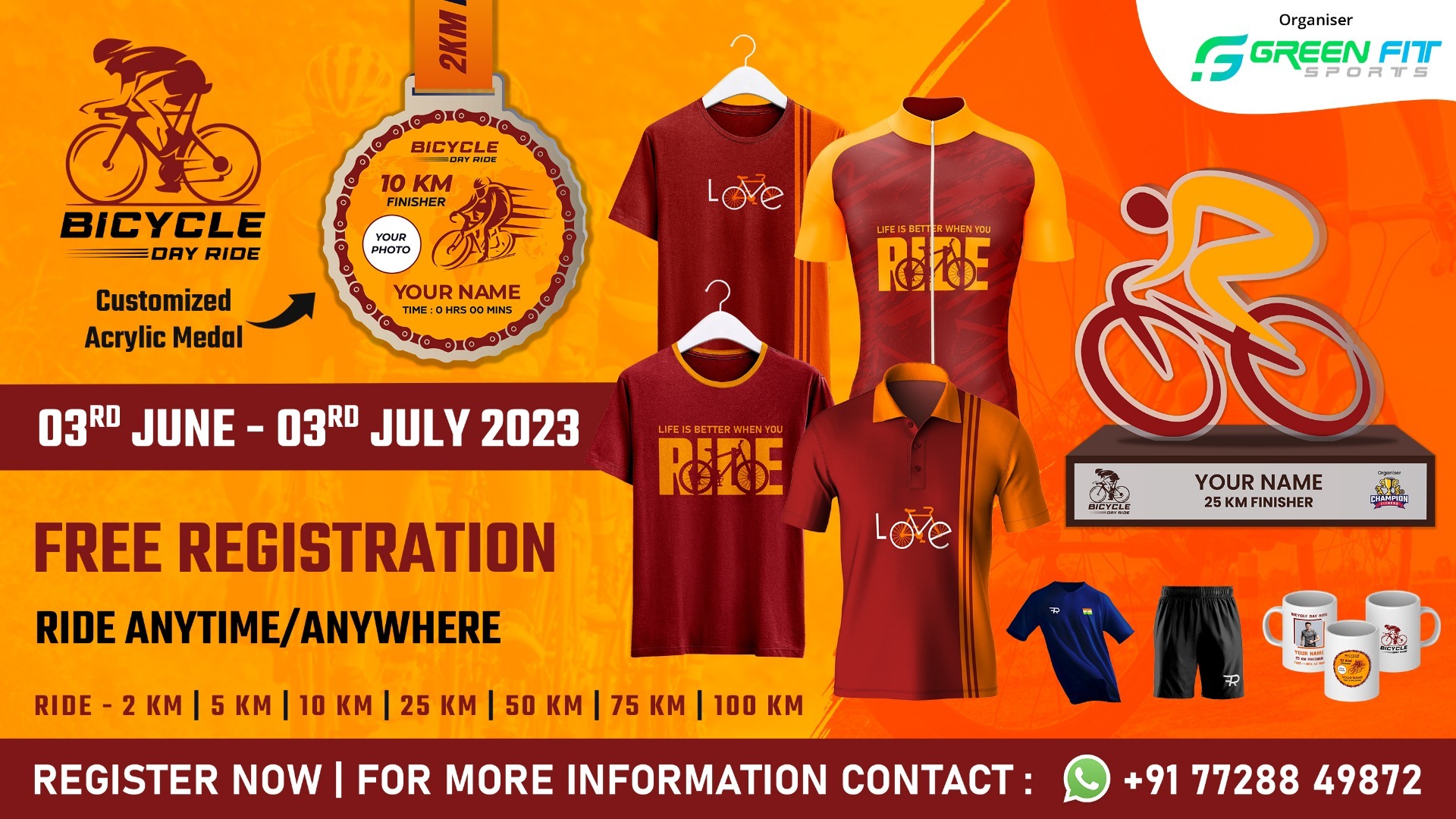 World Bicycle Day Ride 2023 Tickets by Green Fit Sports, Saturday, June 03, 2023, Online Event World Bicycle Day Ride 2023 Tickets by Green Fit Sports, Saturday, June 03, 2023, Online Event