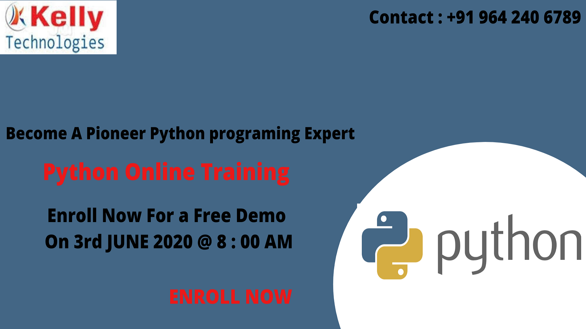 Free Demo On Python Training Exclusively By Experts At Kelly ...