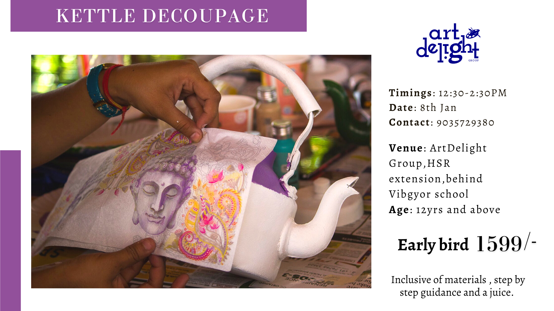 Kettle Decoupage Tickets by ArtDelightGroup, Sunday, January 08, 2023