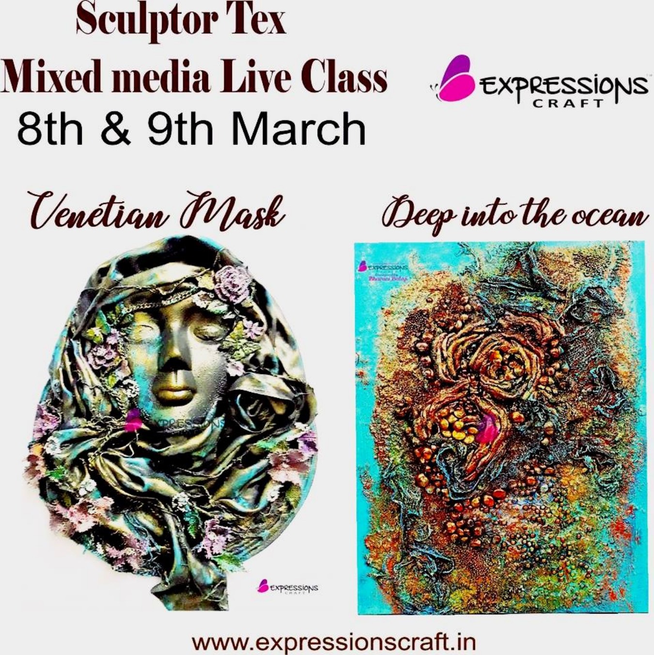 Venetian Mask Mixed Media Class | Event in NA | B square crafts suppliers | Townscript