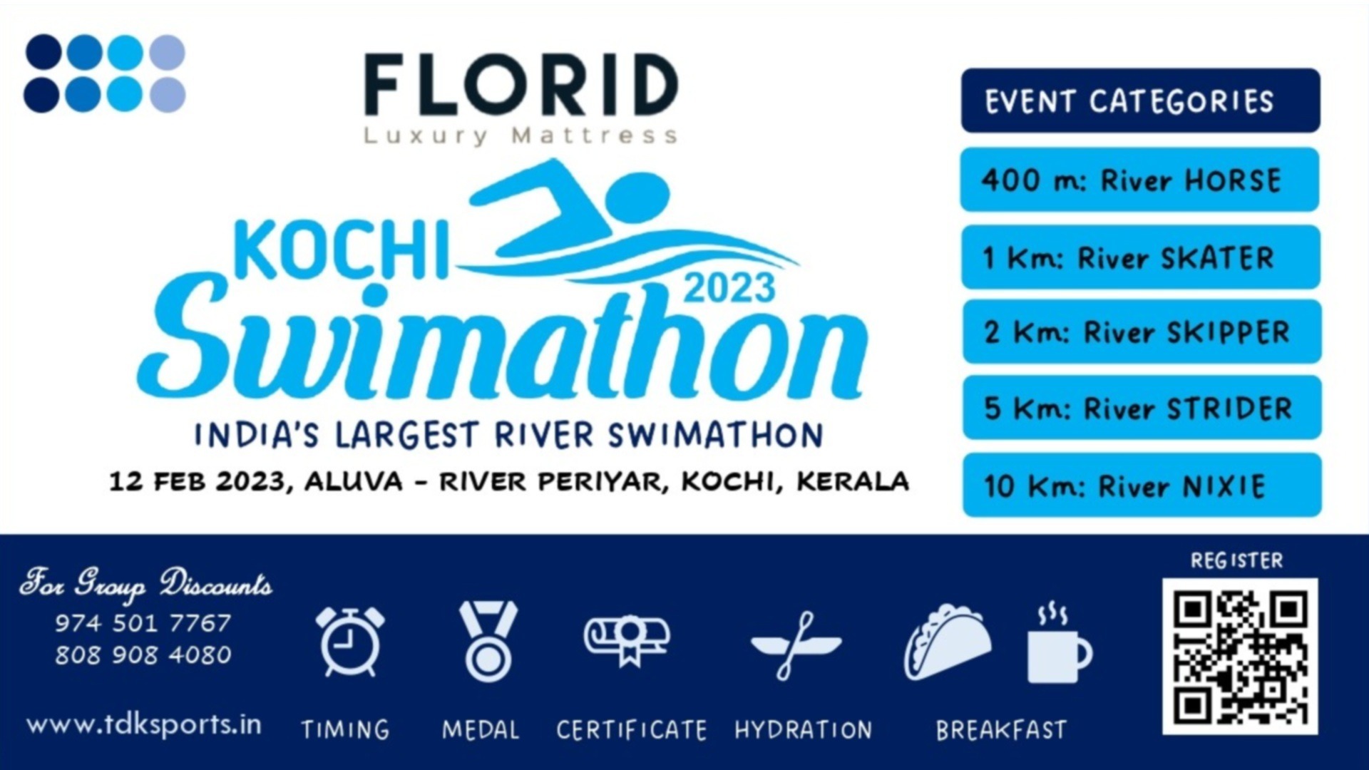 Florid Kochi Swimathon 2023 Tickets by TDK Sports, Sunday, February 12