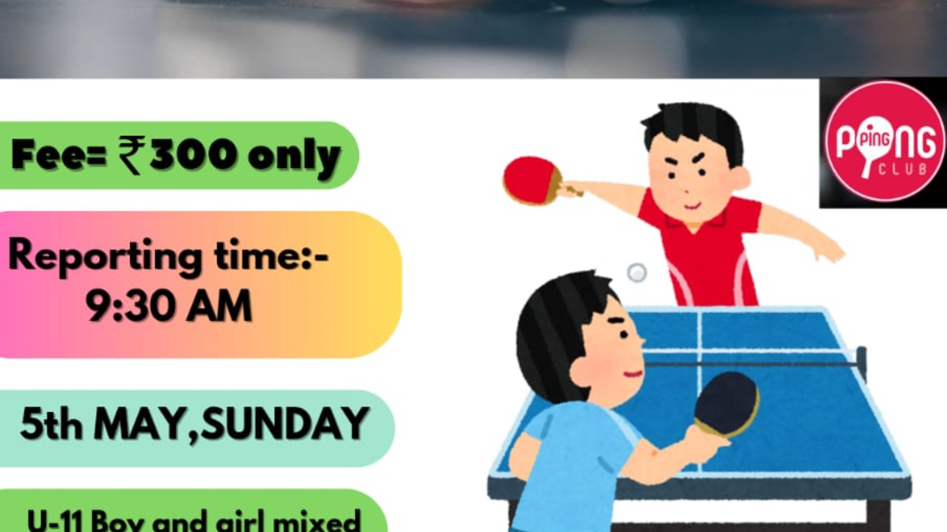 Table Tennis summer camp Tickets by Ajay Dudeja, Sunday, May 05, 2024