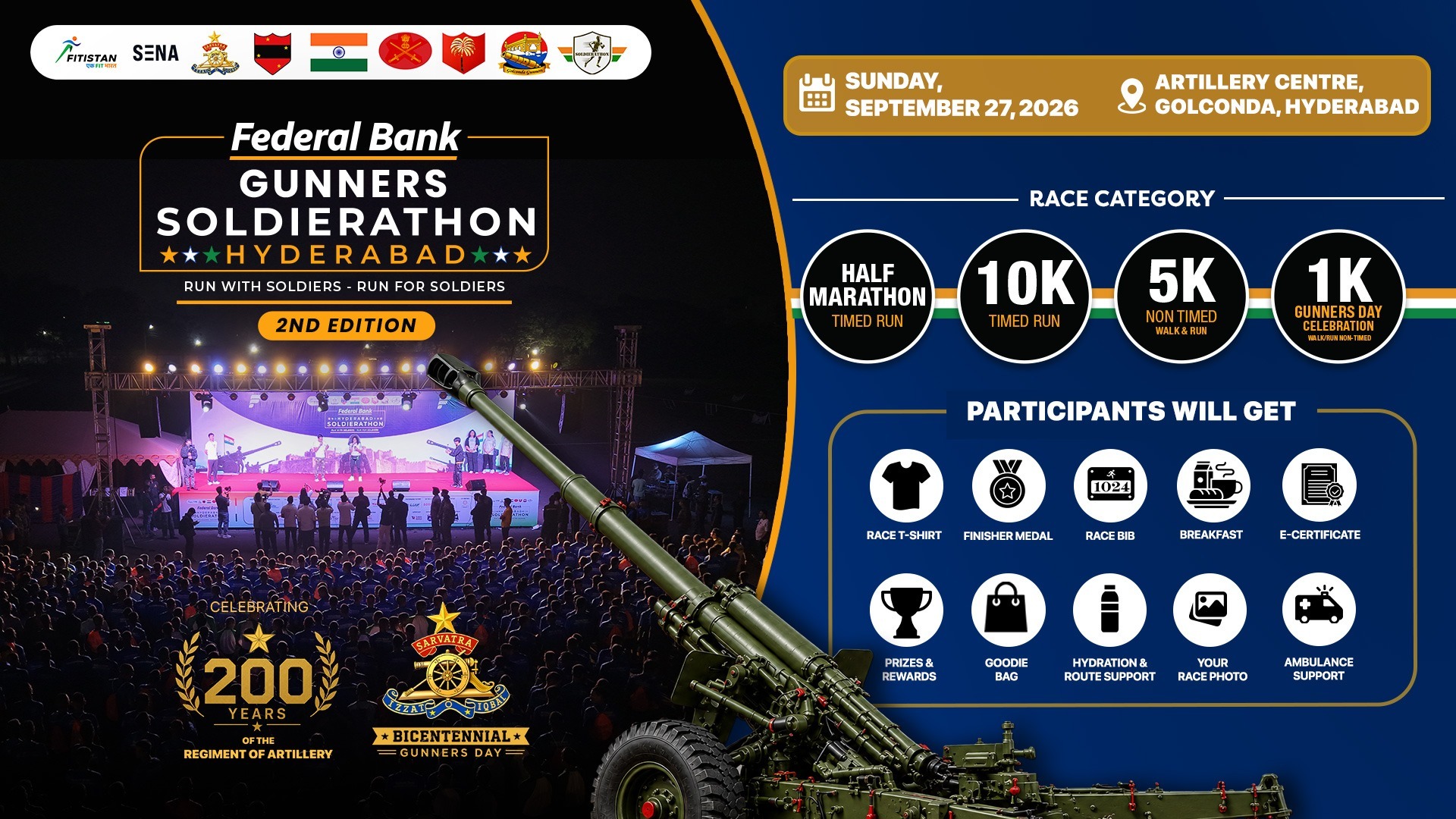 Federal Bank Gunners Soldierathon Hyderabad 2nd Edition, 27th September, Sunday, 2026