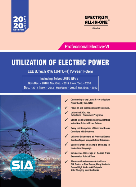 Utilization Of Electric Power Jntu H B Tech Iv Ii Eee R16 Sia Publishers And Distributors P Ltd