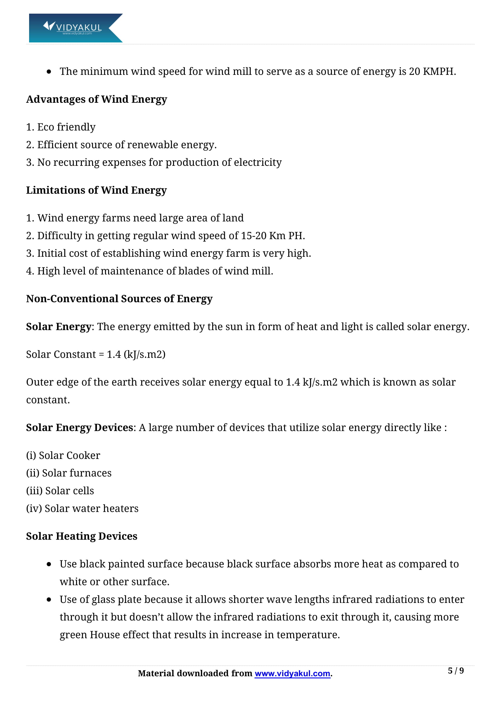 Sources of Energy Class 10 Notes | Vidyakul